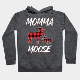 Red Plaid Momma Moose Matching Family Pajama Christmas Gift Hoodie